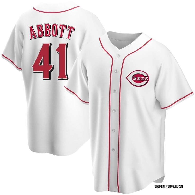 Andrew Abbott Youth Cincinnati Reds Home Jersey - White Replica