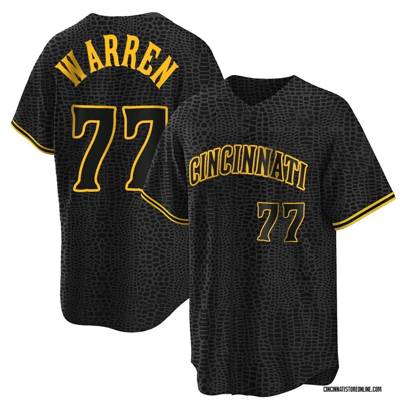 Art Warren Men's Cincinnati Reds Snake Skin City Jersey - Black Replica