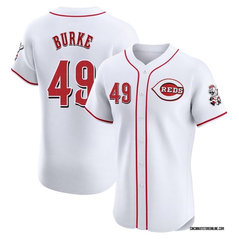 Brock Burke Men's Cincinnati Reds Home Patch Jersey - White Elite