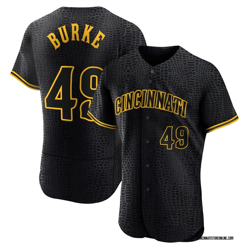 Brock Burke Men's Cincinnati Reds Snake Skin City Jersey - Black Authentic