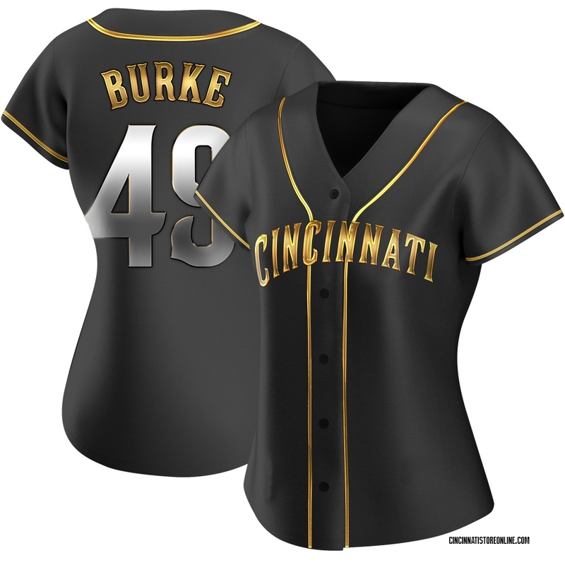 Brock Burke Women's Cincinnati Reds Alternate Jersey - Black Golden Replica