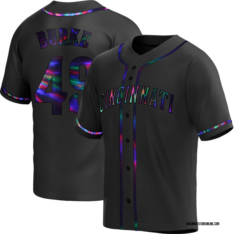 Brock Burke Youth Cincinnati Reds Alternate Jersey - Black Holographic Replica