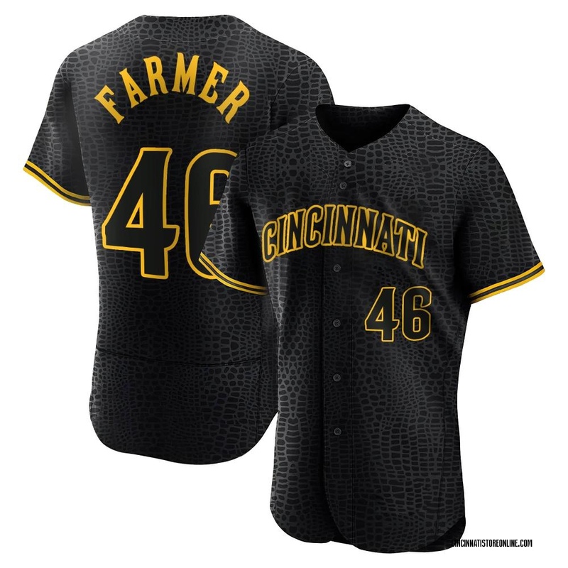 Buck Farmer Men's Cincinnati Reds Snake Skin City Jersey - Black Authentic