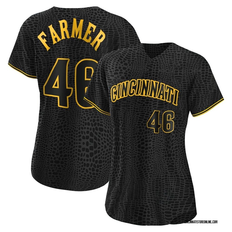 Buck Farmer Women's Cincinnati Reds Snake Skin City Jersey - Black Authentic