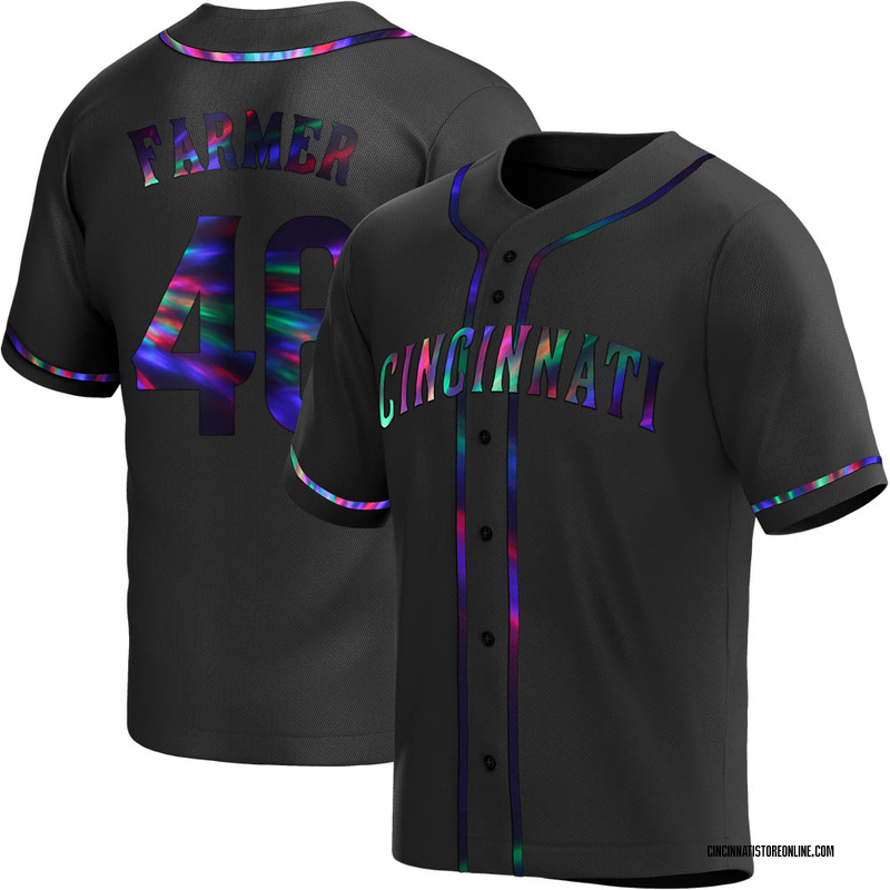Buck Farmer Youth Cincinnati Reds Alternate Jersey - Black Holographic Replica