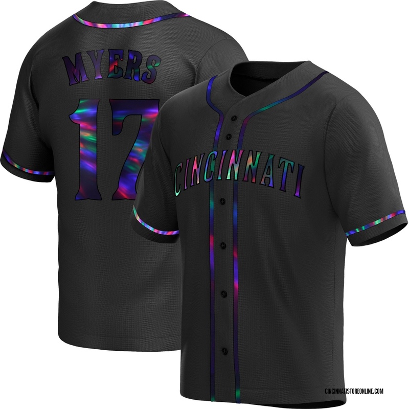 Dane Myers Men's Cincinnati Reds Alternate Jersey - Black Holographic Replica