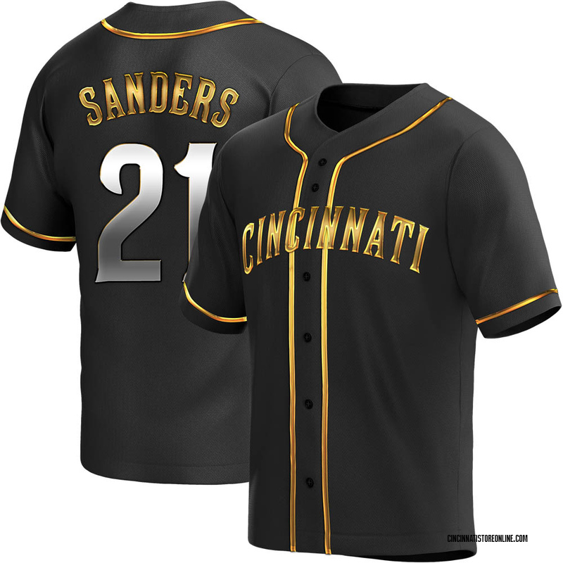 Deion Sanders Youth Cincinnati Reds Alternate Jersey - Black Golden Replica