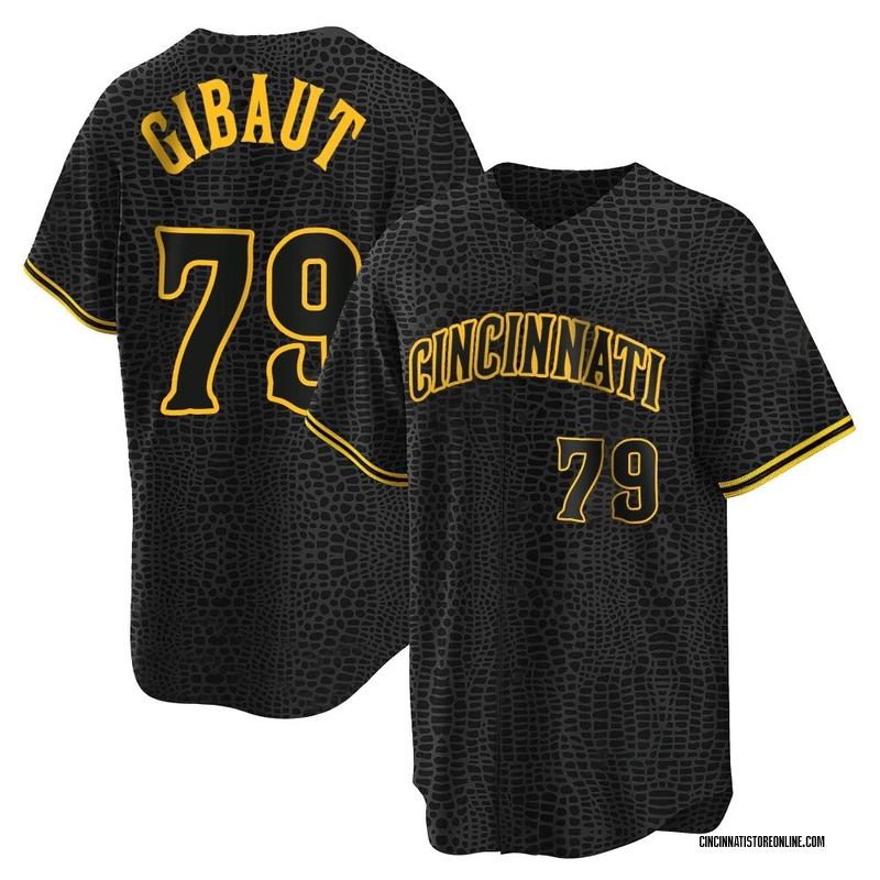 Ian Gibaut Men's Cincinnati Reds Snake Skin City Jersey - Black Replica