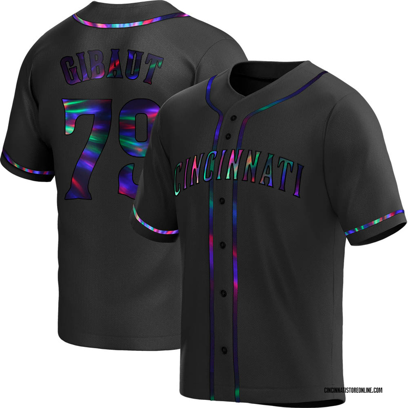 Ian Gibaut Youth Cincinnati Reds Alternate Jersey - Black Holographic Replica