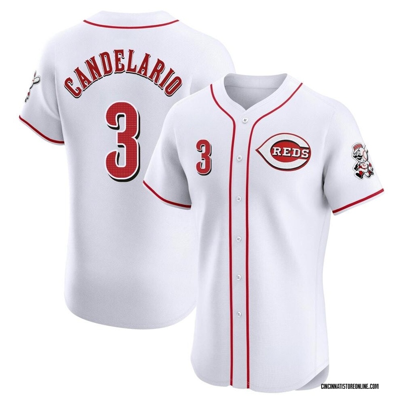 Jeimer Candelario Men's Cincinnati Reds Home Patch Jersey - White Elite