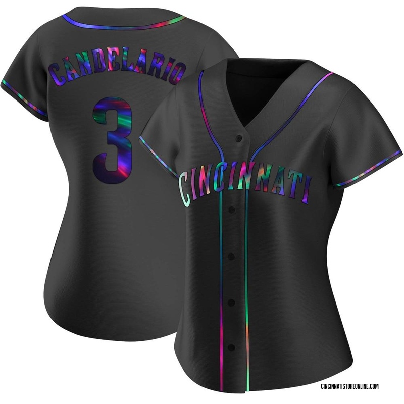 Jeimer Candelario Women's Cincinnati Reds Alternate Jersey - Black Holographic Replica