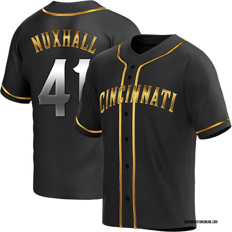 Joe Nuxhall Men's Cincinnati Reds Alternate Jersey - Black Golden Replica