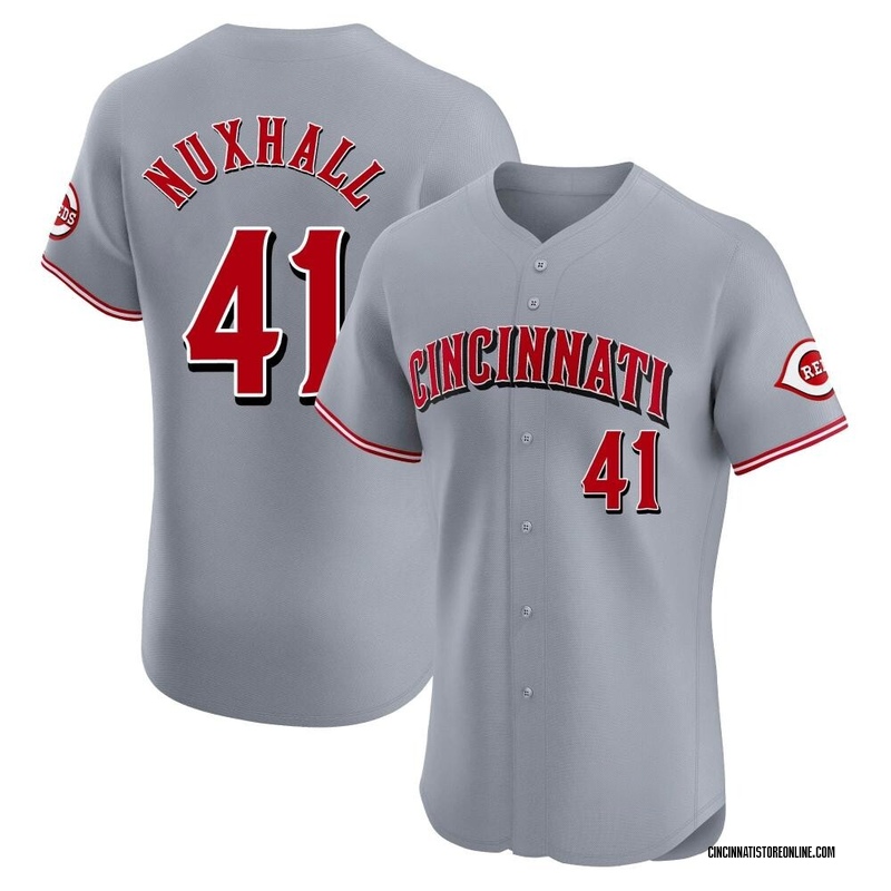 Joe Nuxhall Men's Cincinnati Reds Road Jersey - Gray Elite