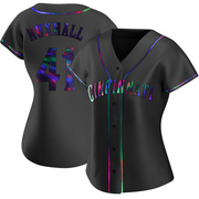 Joe Nuxhall Women's Cincinnati Reds Alternate Jersey - Black Holographic Replica