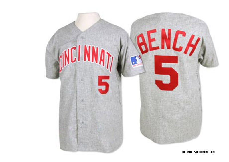 Johnny Bench Men's Cincinnati Reds 1969 Throwback Jersey - Grey