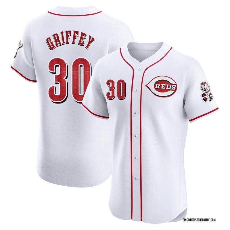 Ken Griffey Men's Cincinnati Reds Home Patch Jersey - White Elite