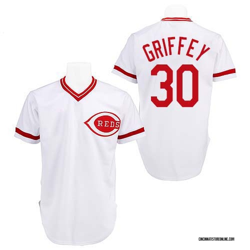 Ken Griffey Men's Cincinnati Reds Throwback Jersey - White Authentic