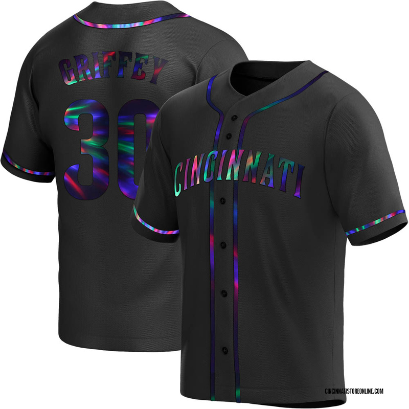 Ken Griffey Youth Cincinnati Reds Alternate Jersey - Black Holographic Replica