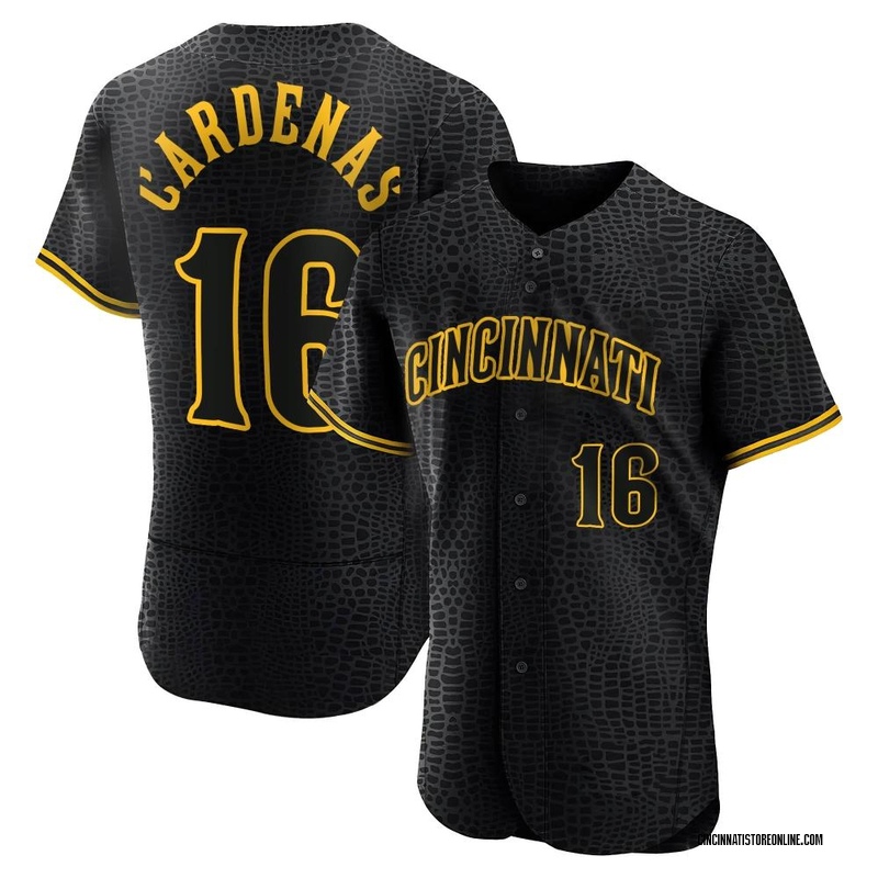 Leo Cardenas Men's Cincinnati Reds Snake Skin City Jersey - Black Authentic