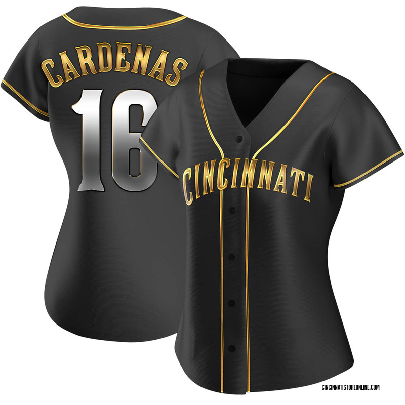Leo Cardenas Women's Cincinnati Reds Alternate Jersey - Black Golden Replica