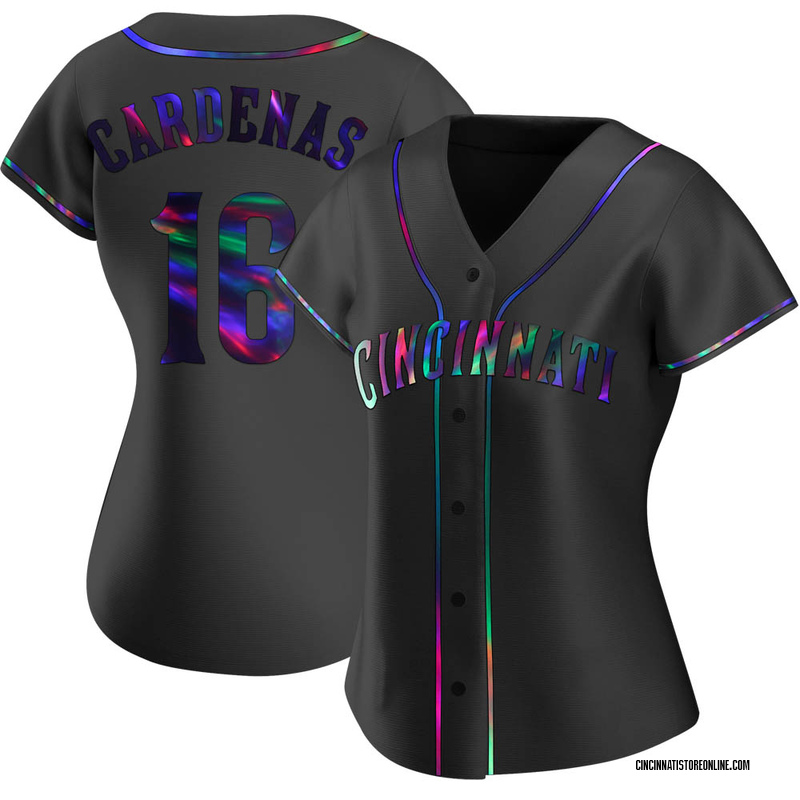 Leo Cardenas Women's Cincinnati Reds Alternate Jersey - Black Holographic Replica