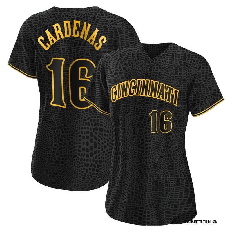 Leo Cardenas Women's Cincinnati Reds Snake Skin City Jersey - Black Replica