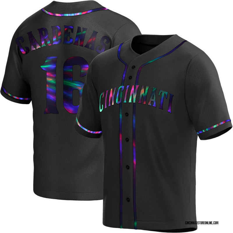 Leo Cardenas Youth Cincinnati Reds Alternate Jersey - Black Holographic Replica