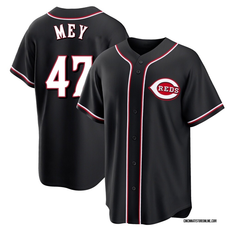 Luis Mey Men's Cincinnati Reds Fashion Out Jersey - Black Replica