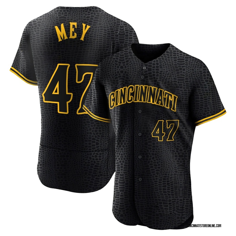 Luis Mey Men's Cincinnati Reds Snake Skin City Jersey - Black Authentic