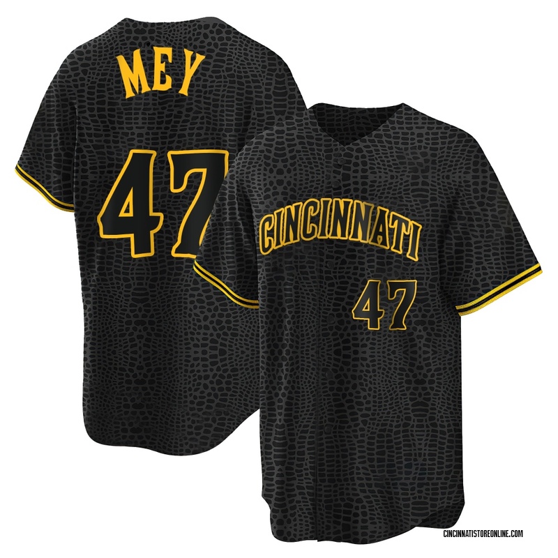 Luis Mey Men's Cincinnati Reds Snake Skin City Jersey - Black Replica