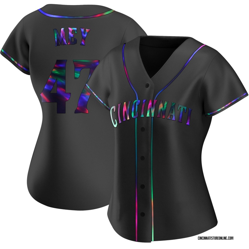 Luis Mey Women's Cincinnati Reds Alternate Jersey - Black Holographic Replica