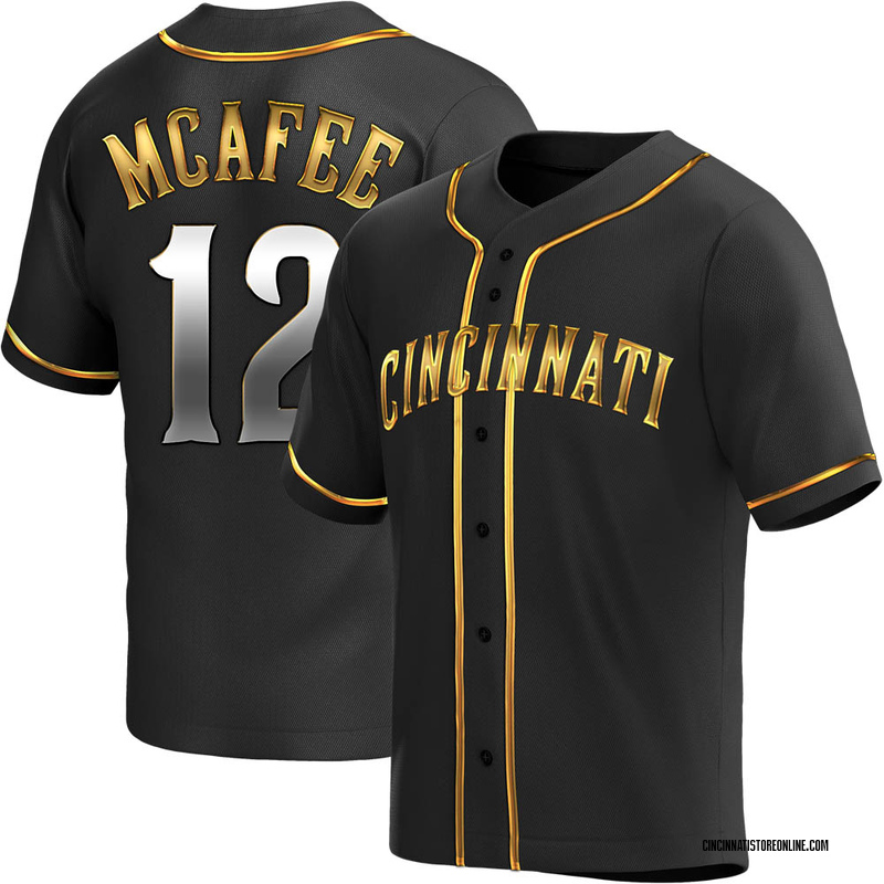 Quincy Mcafee Men's Cincinnati Reds Alternate Jersey - Black Golden Replica