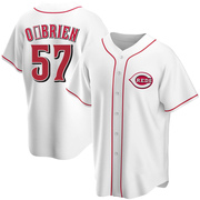 Riley O'Brien Men's Cincinnati Reds Home Jersey - White Replica