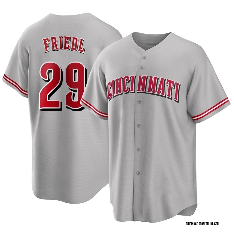 TJ Friedl Men's Cincinnati Reds Road Jersey - Gray Replica