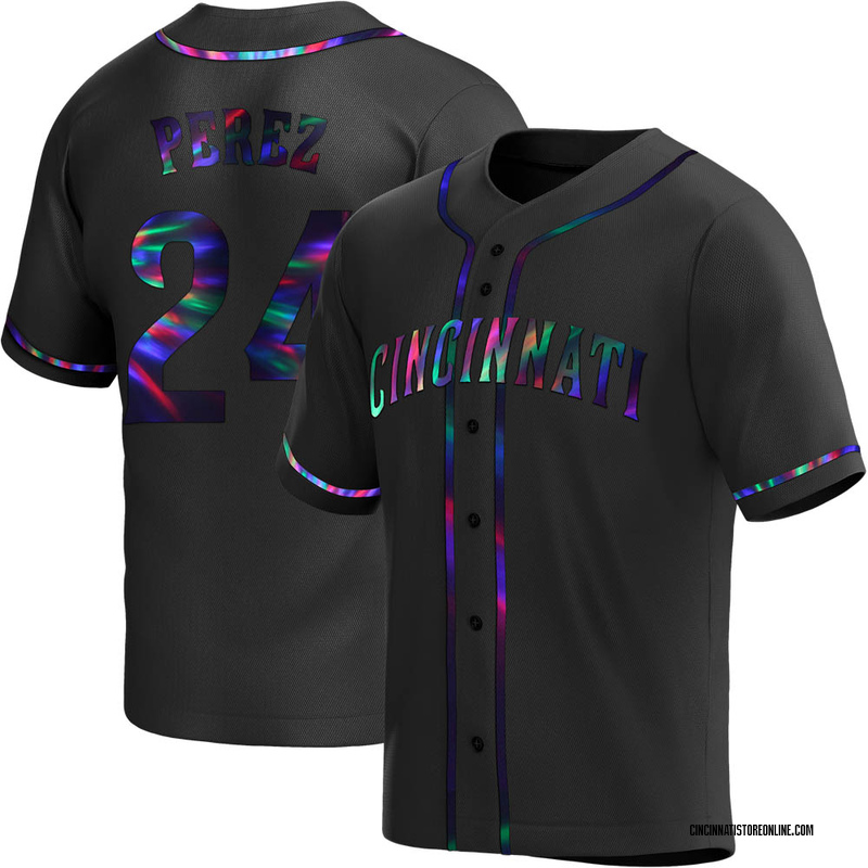 Tony Perez Men's Cincinnati Reds Alternate Jersey - Black Holographic Replica