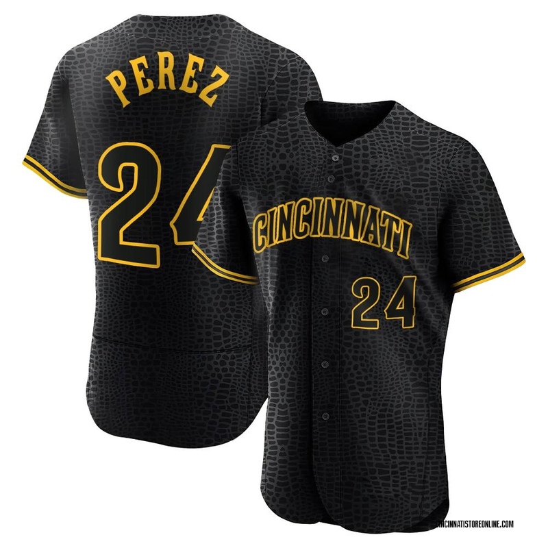 Tony Perez Men's Cincinnati Reds Snake Skin City Jersey - Black Authentic
