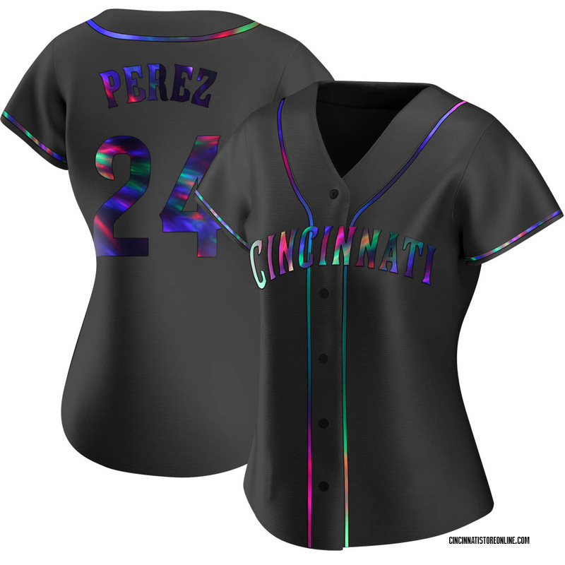 Tony Perez Women's Cincinnati Reds Alternate Jersey - Black Holographic Replica