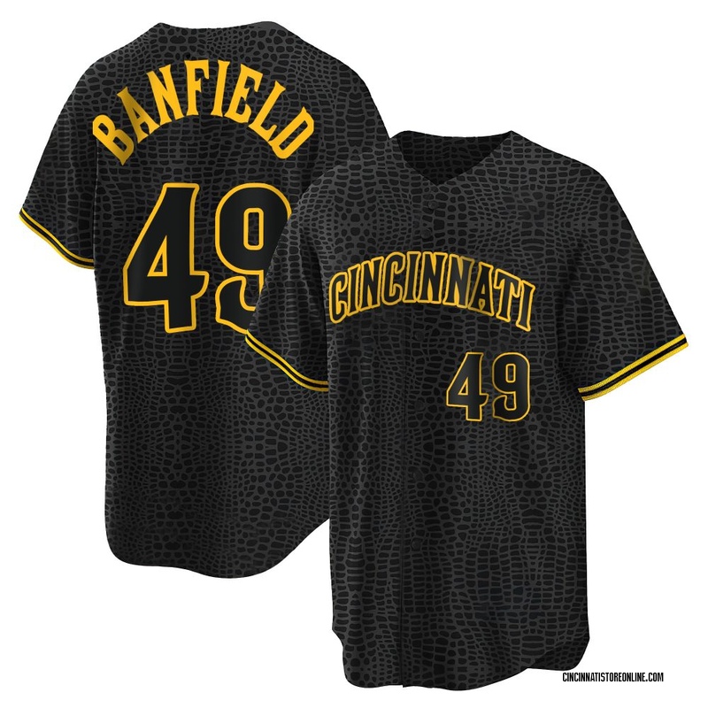 Will Banfield Men's Cincinnati Reds Snake Skin City Jersey - Black Replica